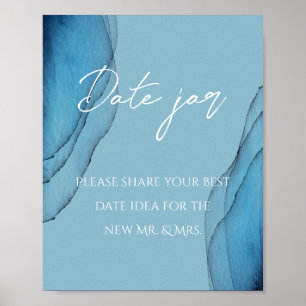 Ocean blue aquamarine date jar bridal shower poster