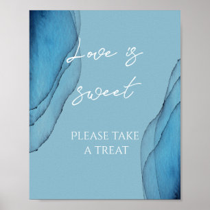 Ocean blue aquamarine love is sweet bridal shower  poster