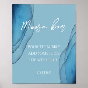 Ocean blue aquamarine watercolor Mimosa bar Poster