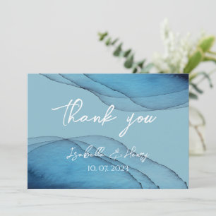 Ocean blue aquamarine watercolor  Thank You Card