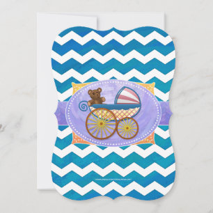 Ocean Blue Baby Shower Scallop Invitation