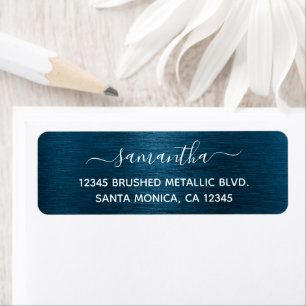 Ocean Blue Brushed Metallic Elegant Name