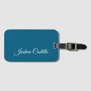 Ocean Blue Calligraphy Simple Professional Name Luggage Tag