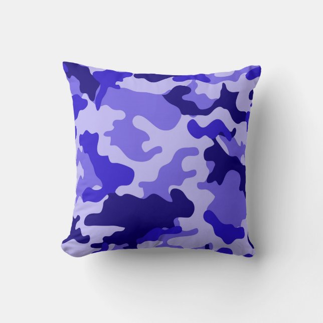 Ocean Blue Camo Throw Pillow (Front)