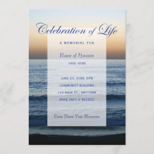 Ocean Blue Celebration of Life Memorial Invitation