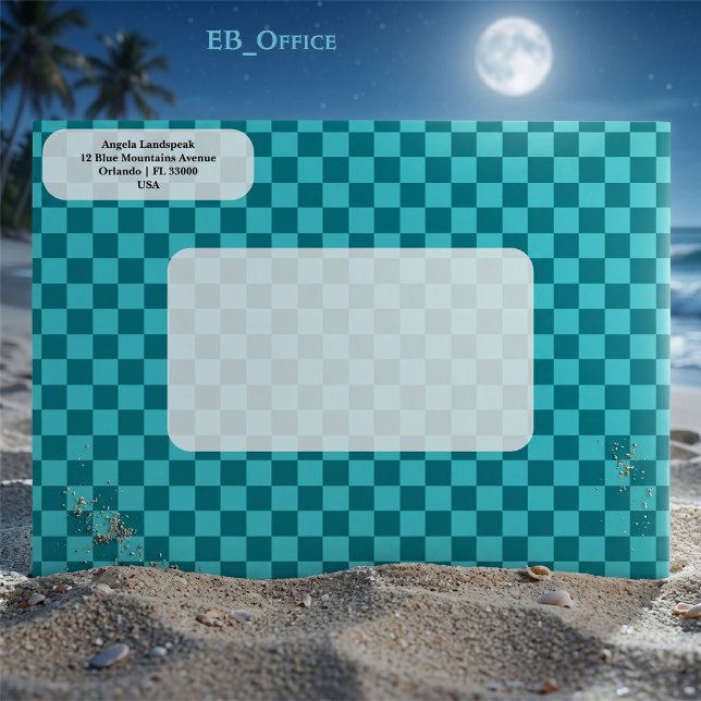 Ocean Blue Chequerboard  Return Address  Envelope (Love the envelope, but looking for a different hue? Visit EB_Office to explore our full collection.)