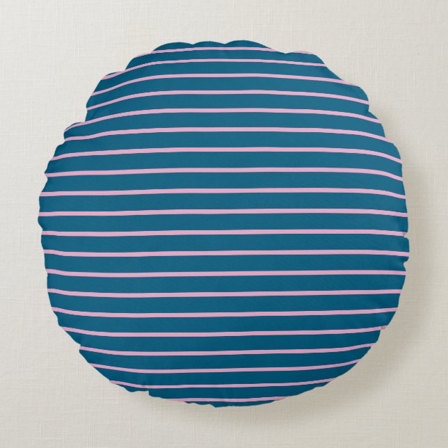 Ocean Blue Colour Minimalist Modern Plain Round Cushion (Front)