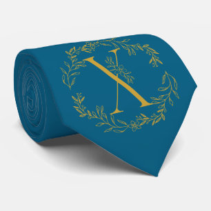 Ocean Blue Colour Monogrammed Groomsmen Tie