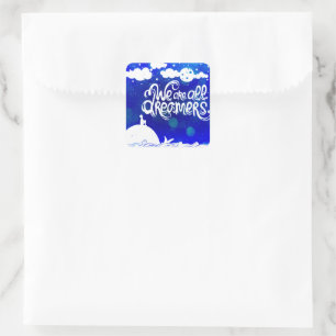 Ocean Blue Dreams Stars Inspirational Quote Square Sticker