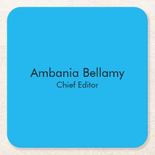 Ocean Blue Elegant Modern Minimalist Square Design Paper Coaster