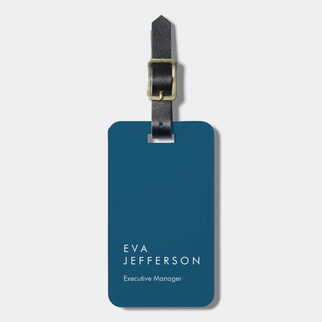 Ocean blue elegant unique modern luggage tag (Front Vertical)