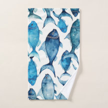 Ocean Blue Fish | Nautical Beach House Bathroom