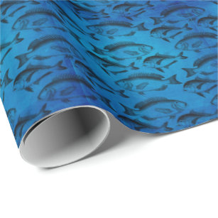 Ocean Blue Fish Pattern For Fisherman Wrapping Paper