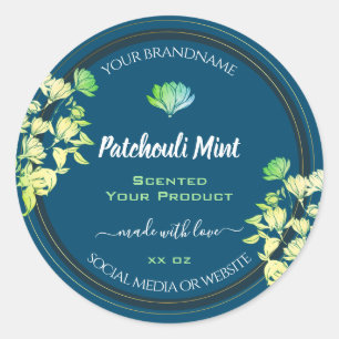 Ocean Blue Floral Product Packaging Labels Gold