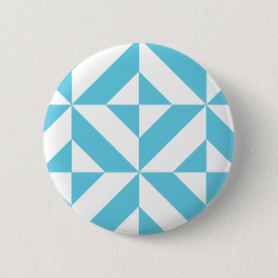 Ocean Blue Geometric Deco Pattern 6 Cm Round Badge