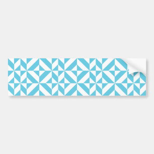 Ocean Blue Geometric Deco Pattern Bumper Sticker