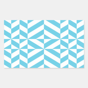 Ocean Blue Geometric Deco Pattern Rectangular Sticker