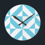 Ocean Blue Geometric Deco Pattern Round Clock<br><div class="desc">This abstract,  geometric cubed pattern will add vibrance and classic flair to any home or office decor. Always ready for you to personalise with your name and/or your loved one's name,  as well.</div>