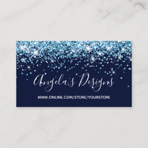 Ocean Blue Glitter Navy Online Store Business Card