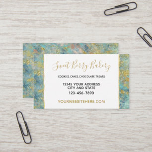 Ocean Blue Gold Abstract Business Card