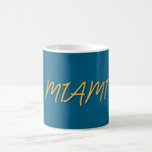 Ocean Blue Gold Color Miami Text Professional Coffee Mug