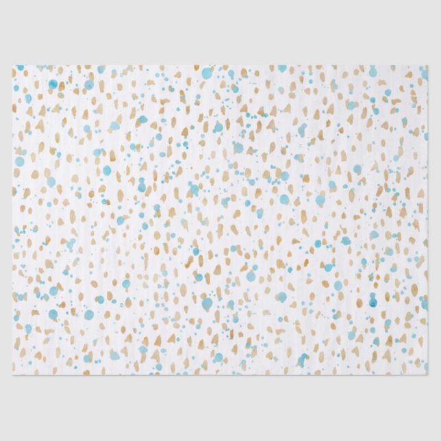 Ocean Blue Gold Sand Dots Tissue Paper (Front)