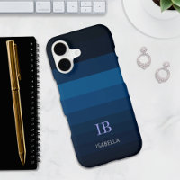 Ocean Blue Gradient Color Stripes with Monogram