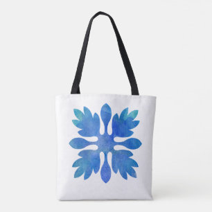 Ocean Blue Hawaiian Quilt Modern Boho Island Vibes Tote Bag