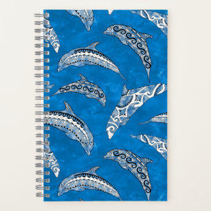 Ocean Blue Hawaiian Tribal Dolphins Notebook