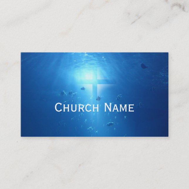 Ocean Blue Holy Cross Light Church Business Card (Front)