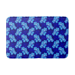 Ocean Blue Honu Turtles Hibiscus Flowers Bath Mat
