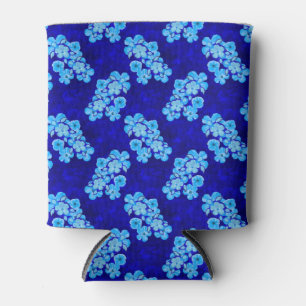 Ocean Blue Honu Turtles Hibiscus Flowers Can Cooler