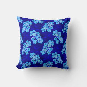 Ocean Blue Honu Turtles Hibiscus Flowers Cushion