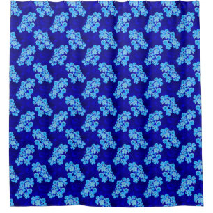 Ocean Blue Honu Turtles Hibiscus Flowers Shower Curtain