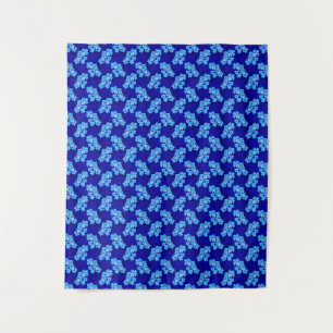 Ocean Blue Honu Turtles Hibiscus Flowers Tapestry