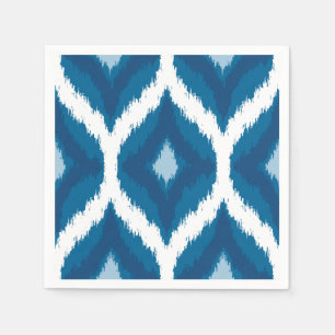 Ocean Blue Ikat Modern Ethnic Geometric Print Napkin