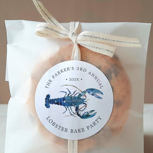 Ocean Blue Lobster Bake Classic Round Sticker (Creator Uploaded)