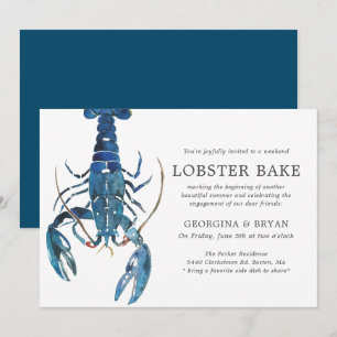 Ocean Blue Lobster Bake Engagement Dinner Invitation
