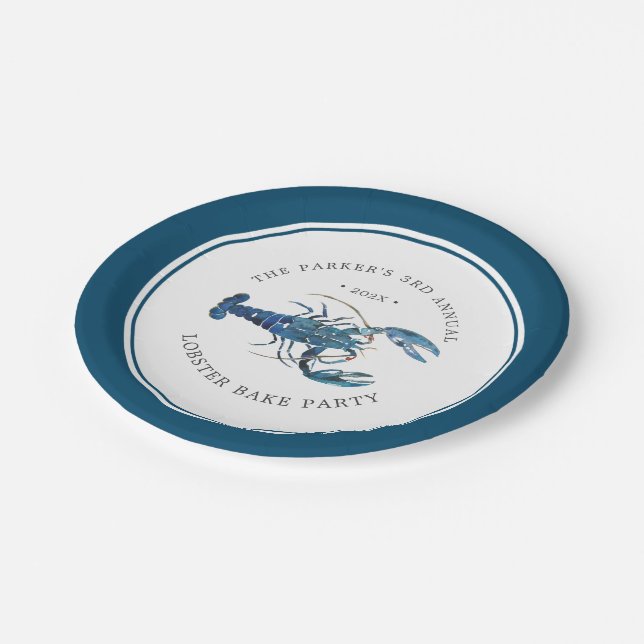 Ocean Blue Lobster Bake Paper Plate (Angled)