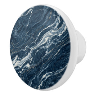 Ocean Blue Marble Refined Modern Aesthetic Ceramic Knob
