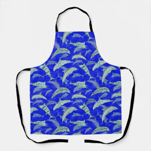 Ocean Blue Marine Animals Dolphins Marlins Apron