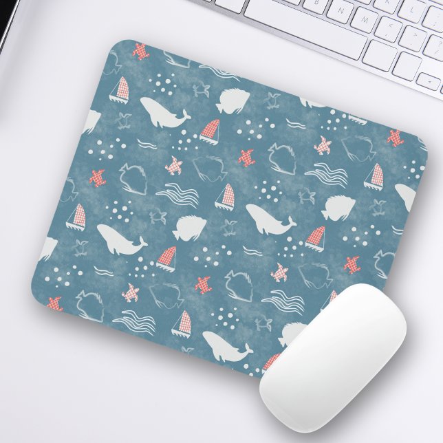 Ocean Blue Marine Sea Pattern  Mouse Mat (Creator Uploaded)
