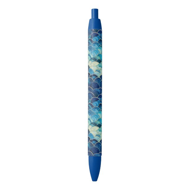 Ocean Blue Mermaid Black Ink Pen (Front Vertical)