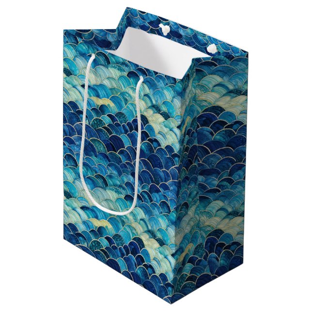 Ocean Blue Mermaid Medium Gift Bag (Front Angled)