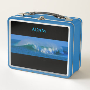 Ocean blue metal lunch box/custom name. box