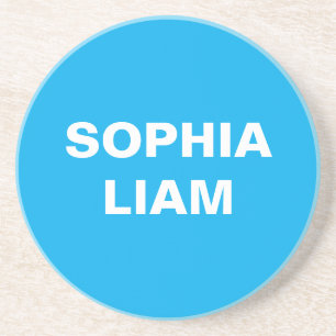 Ocean Blue Minimalist Personalised Name Design Coaster