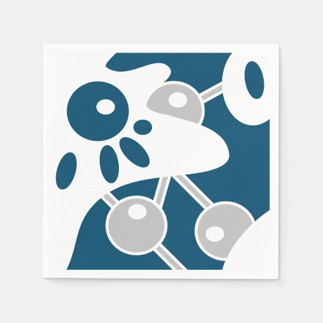 Ocean Blue Modern Doodle 1  Napkin (Front)