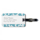 Ocean Blue Monogrammed Damask Print