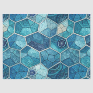 Ocean Blue Mosaic Pattern – Irregular Polygon Tissue Paper