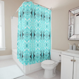 Ocean Blue Nautilus Shell Spiral Fractal Pattern S Shower Curtain